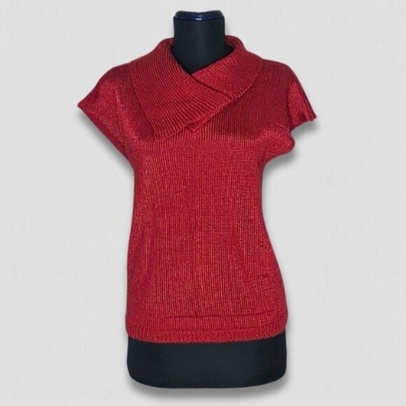 Vintage 90s Koret Knit Blouse Sweater Red Size Small - Picture 1 of 10
